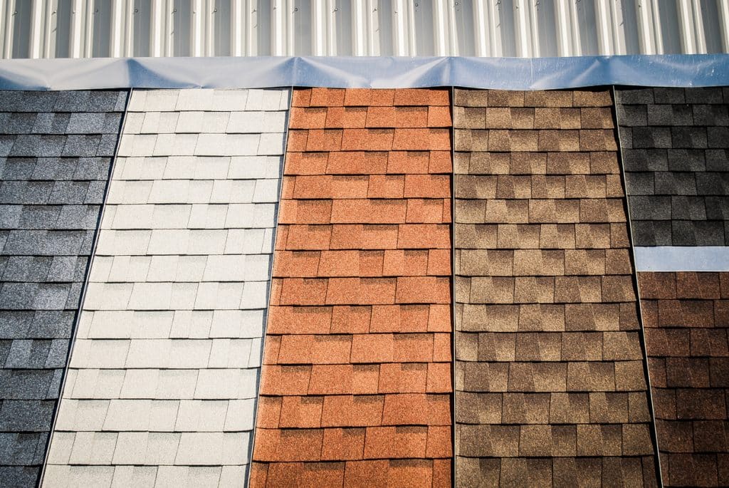 Colorful House Roof Shingles Samples on Display